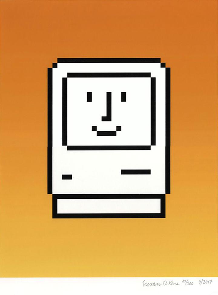 Susan Kare, Happy Macintosh on Orange Gradient 