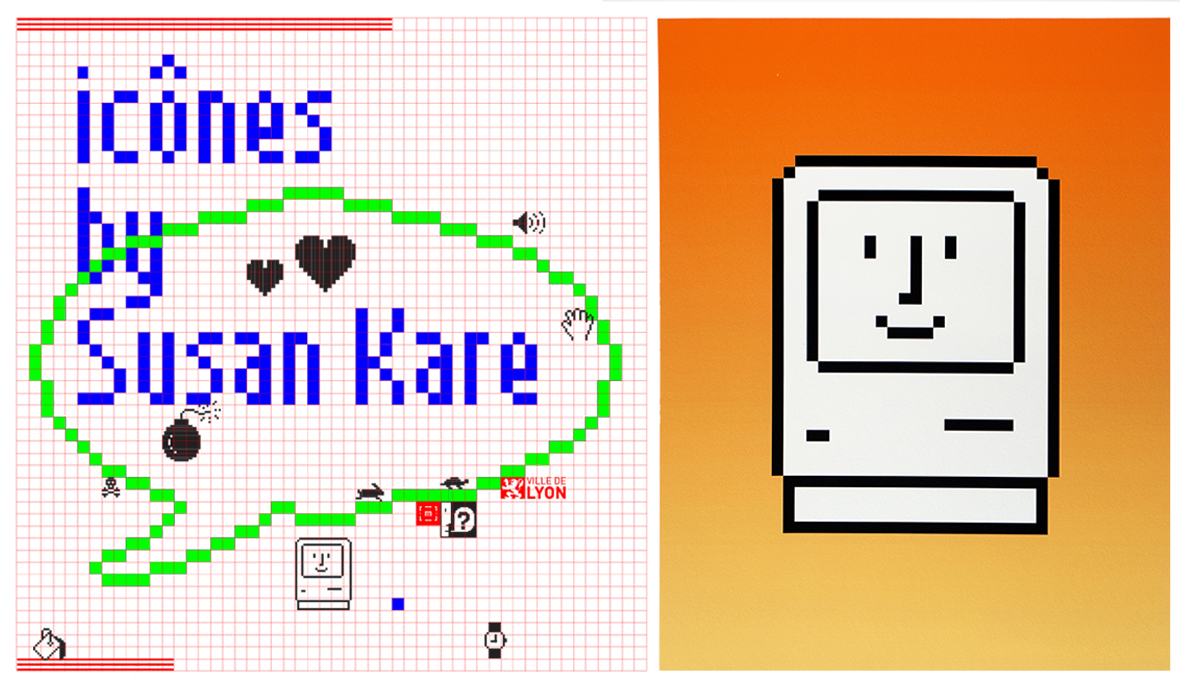 bandeau de l'exposition icônes by Susan Kare avec le visuel du Happy Mac