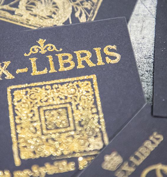 image d'ex-libris imprimé avec une encre dorée