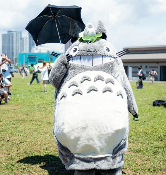image de personne munie d'un costume de Totoro