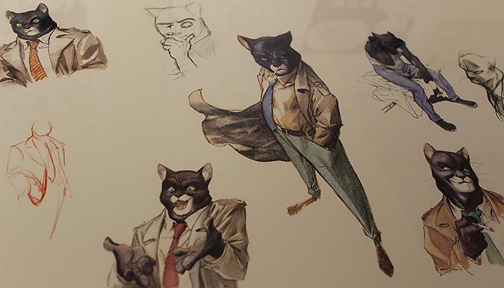 Croquis du personnage Blacksad par Juanjo Guarnido.