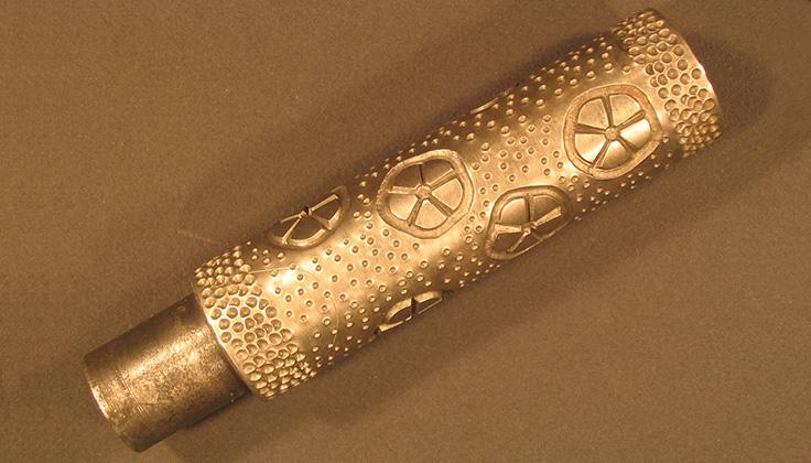 Molette. Molette utilisée pour réaliser des cylindres d'impression en creux destinés à l'impression sur étoffe. Musée de l’imprimerie, Lyon. Inv. 1058.