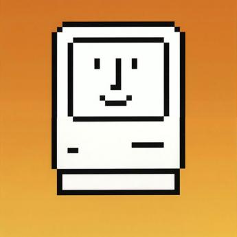 Susan Kare, Happy Macintosh on Orange Gradient 