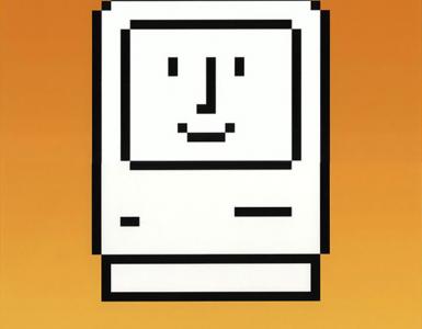 Susan Kare, Happy Macintosh on Orange Gradient 