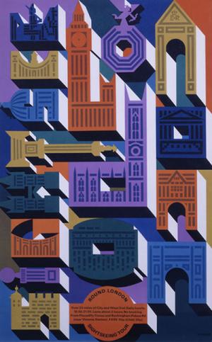 Affiche : Round London sightseeing tour, 1971, Abram Games