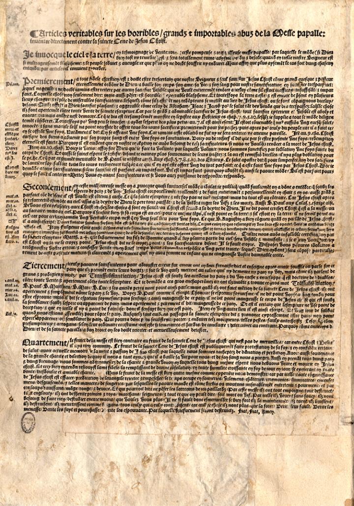Le Placard contre la messe papale (1534)